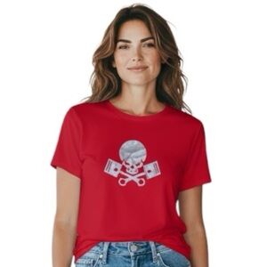 NWT RAGHAUS Red Graphic T-Shirt Skull Crossbones Size Small Halloween costume